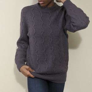 Vintage Cable Knit Crew-neck Chunky Sweater